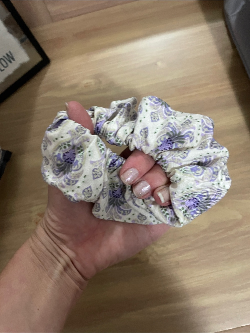 Lavender Paisley Fabric Scrunchie - Women's Hair Accessory - Picture 3 of 3